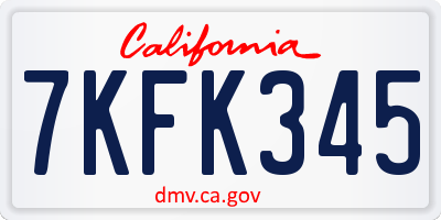 CA license plate 7KFK345