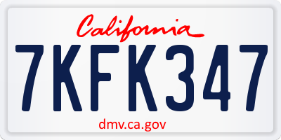 CA license plate 7KFK347