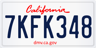 CA license plate 7KFK348