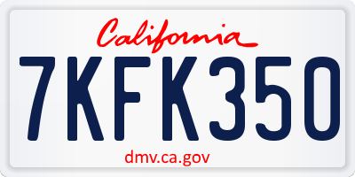 CA license plate 7KFK350