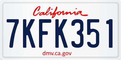 CA license plate 7KFK351