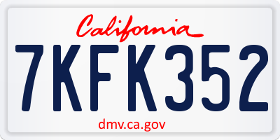 CA license plate 7KFK352