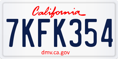 CA license plate 7KFK354