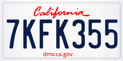 CA license plate 7KFK355