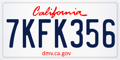 CA license plate 7KFK356