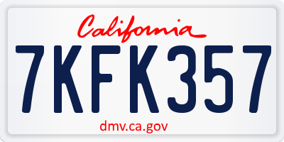 CA license plate 7KFK357