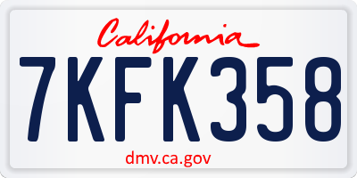 CA license plate 7KFK358