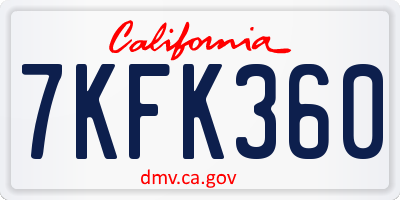 CA license plate 7KFK360