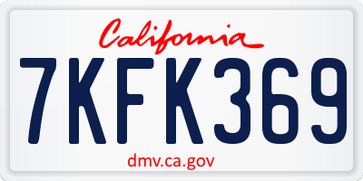CA license plate 7KFK369