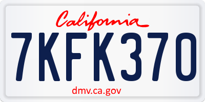 CA license plate 7KFK370