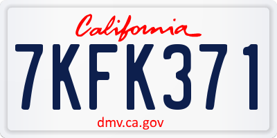 CA license plate 7KFK371
