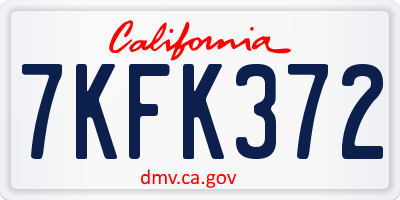 CA license plate 7KFK372