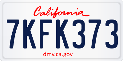 CA license plate 7KFK373