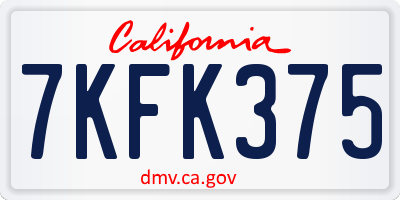 CA license plate 7KFK375