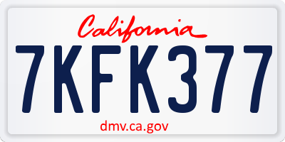 CA license plate 7KFK377