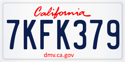 CA license plate 7KFK379