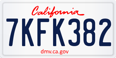 CA license plate 7KFK382