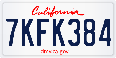 CA license plate 7KFK384
