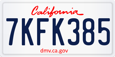 CA license plate 7KFK385