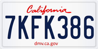 CA license plate 7KFK386