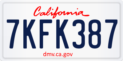CA license plate 7KFK387