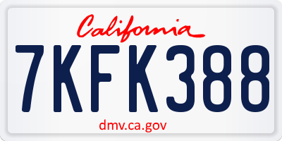 CA license plate 7KFK388