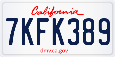 CA license plate 7KFK389