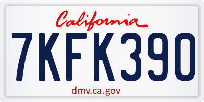 CA license plate 7KFK390