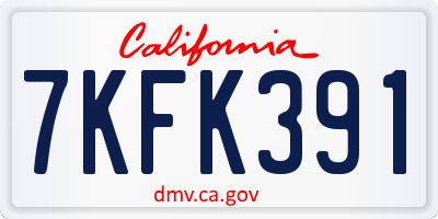 CA license plate 7KFK391