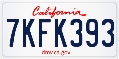 CA license plate 7KFK393