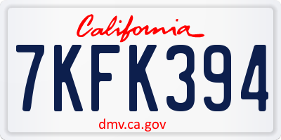 CA license plate 7KFK394