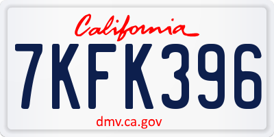CA license plate 7KFK396