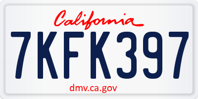 CA license plate 7KFK397