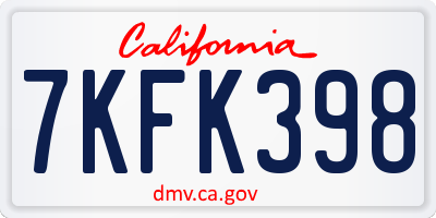 CA license plate 7KFK398