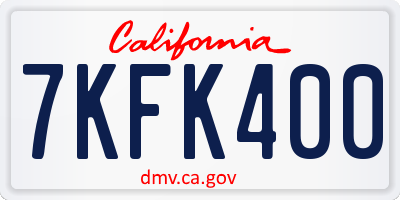CA license plate 7KFK400