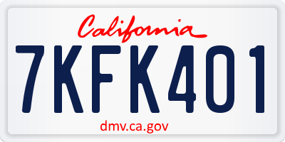 CA license plate 7KFK401