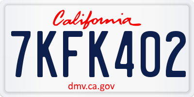 CA license plate 7KFK402