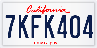 CA license plate 7KFK404