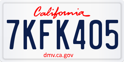 CA license plate 7KFK405