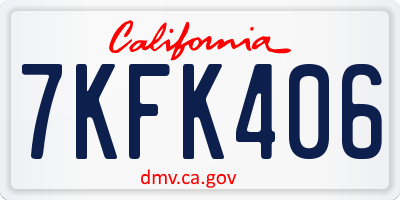 CA license plate 7KFK406