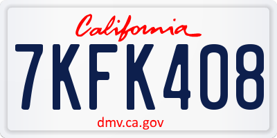 CA license plate 7KFK408
