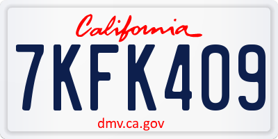 CA license plate 7KFK409
