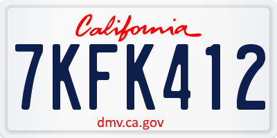 CA license plate 7KFK412