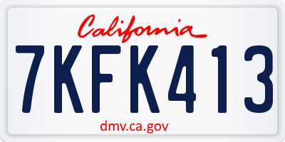CA license plate 7KFK413