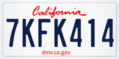 CA license plate 7KFK414