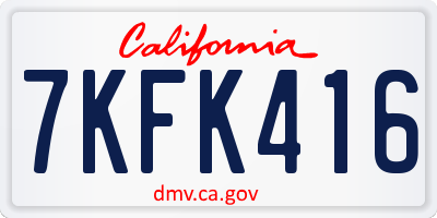 CA license plate 7KFK416