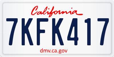 CA license plate 7KFK417