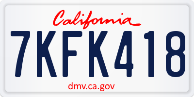 CA license plate 7KFK418