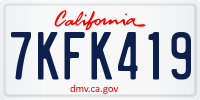 CA license plate 7KFK419