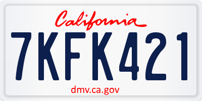 CA license plate 7KFK421